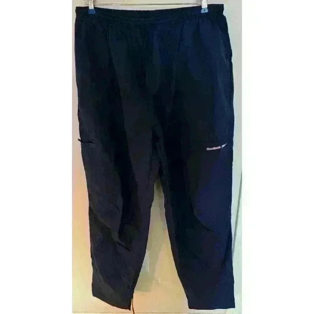 Vintage 90s Reebok Lined Windbreaker Track Pants Navy blue 2XL Nylon Street Wear